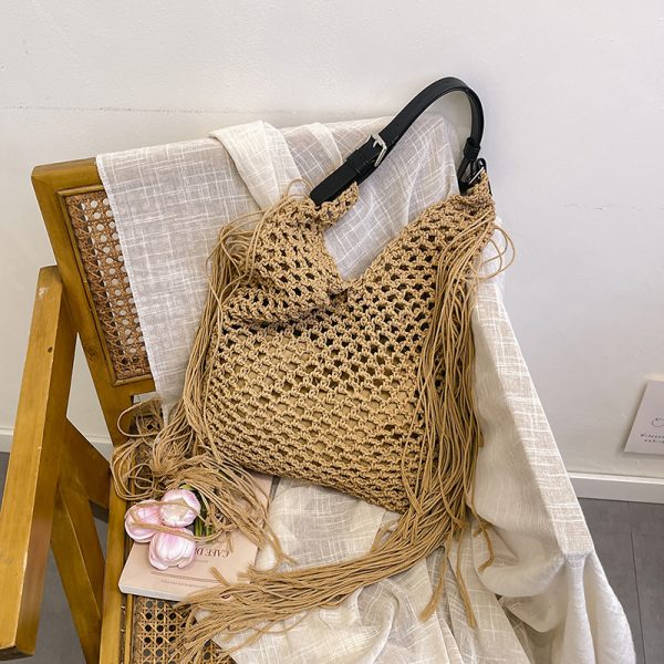 Large Capacity Minimalist Hollow Straw Tote Bag for Women - 2025 Spring Beach Vacation Essential