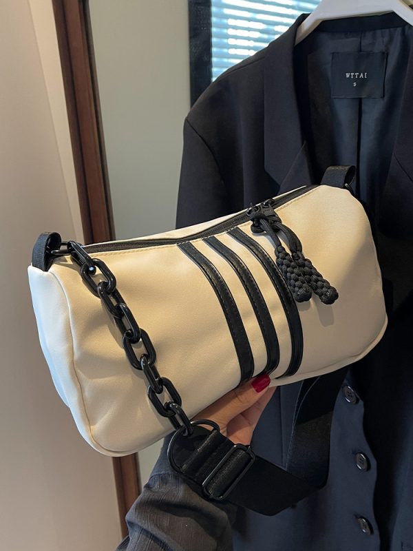 Large Capacity Minimalist Striped Shoulder Bag for Women - Versatile Casual Travel Underarm Bag, 2025 Trendy Fashion