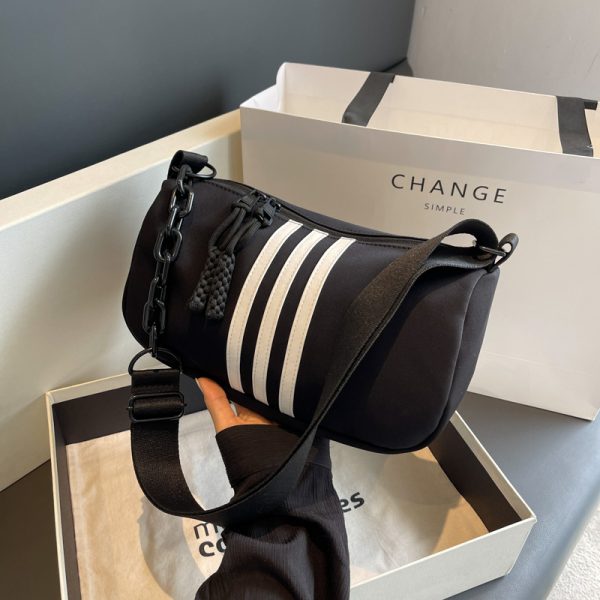 Large Capacity Minimalist Striped Shoulder Bag for Women - Versatile Casual Travel Underarm Bag, 2025 Trendy Fashion