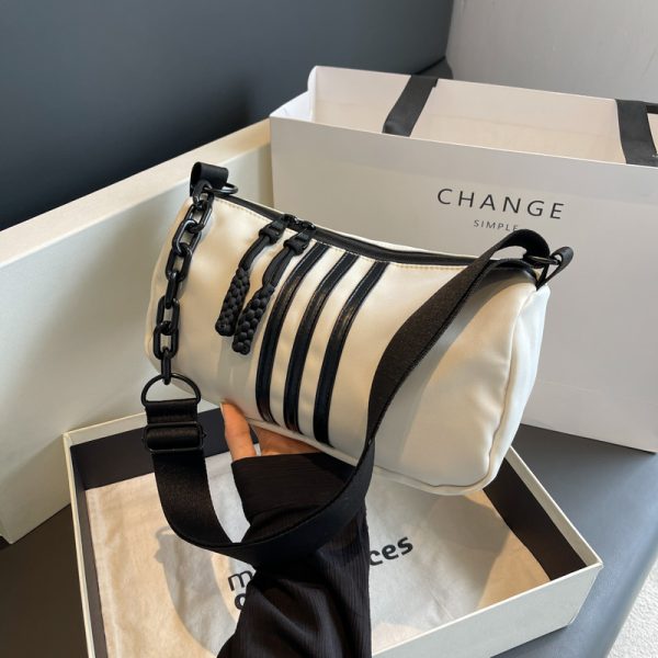 Large Capacity Minimalist Striped Shoulder Bag for Women - Versatile Casual Travel Underarm Bag, 2025 Trendy Fashion