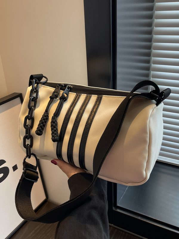 Large Capacity Minimalist Striped Shoulder Bag for Women - Versatile Casual Travel Underarm Bag, 2025 Trendy Fashion