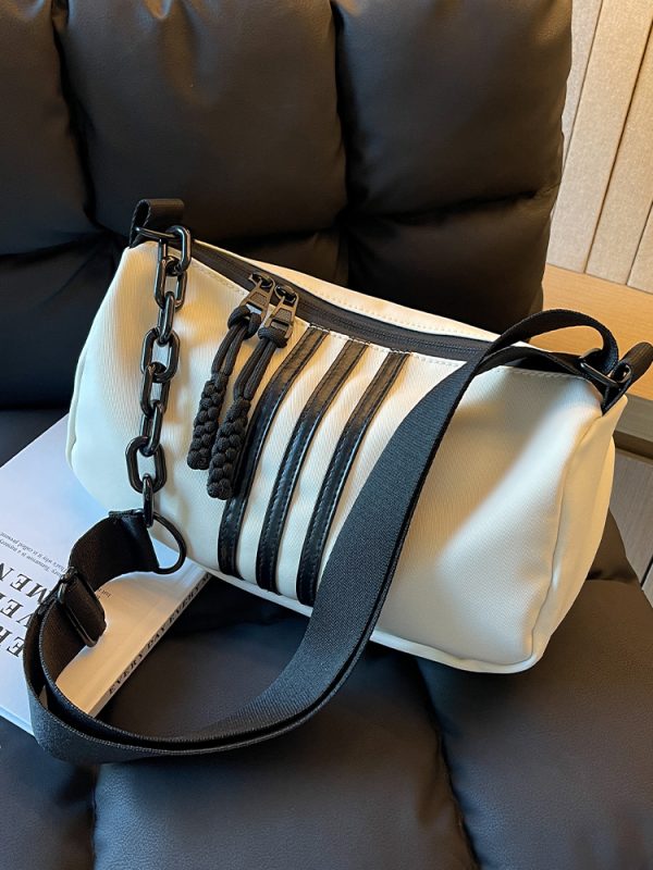 Large Capacity Minimalist Striped Shoulder Bag for Women - Versatile Casual Travel Underarm Bag, 2025 Trendy Fashion