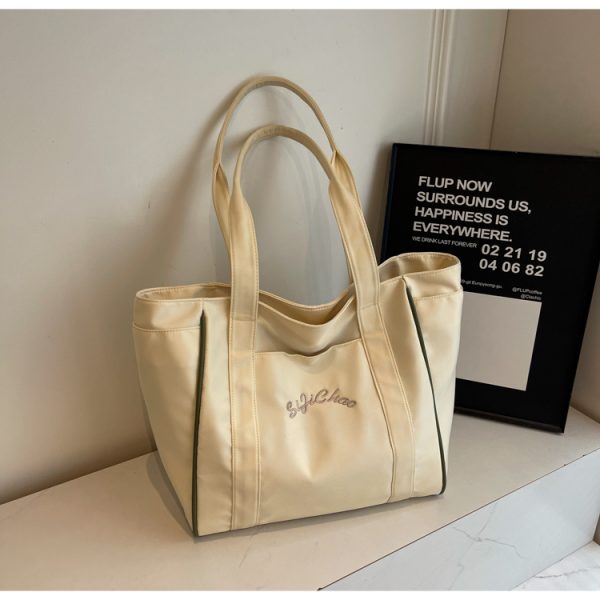 Large Capacity Nylon Tote Bag for Women, 2025 Spring/Summer Shoulder Bag for College, Commuting, and Classes