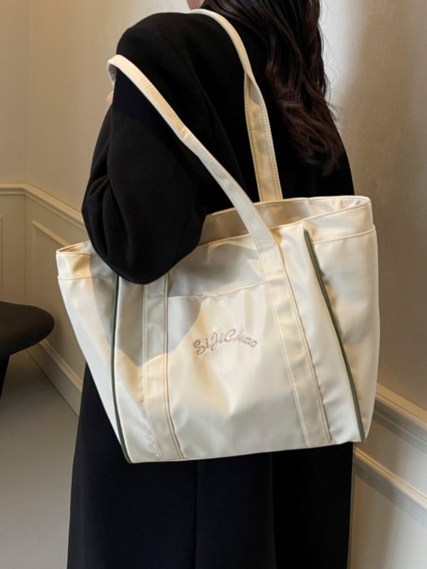 Large Capacity Nylon Tote Bag for Women, 2025 Spring/Summer Shoulder Bag for College, Commuting, and Classes