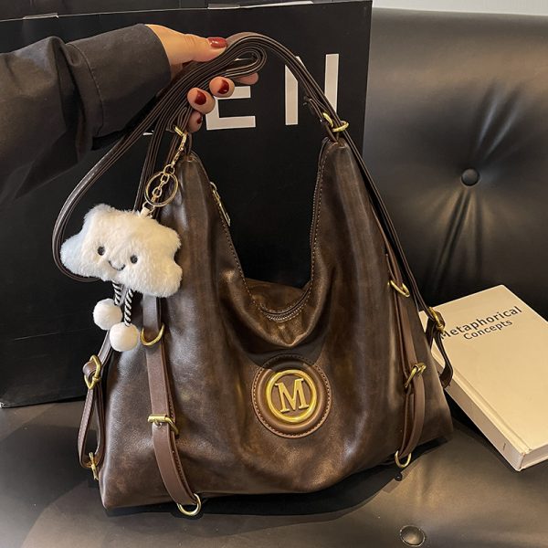 Large Capacity Retro Tote Bag for Women - Casual Multifunctional Commuter Backpack & Crossbody Travel Bag
