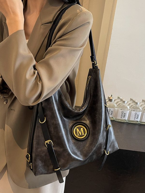 Large Capacity Retro Tote Bag for Women - Casual Multifunctional Commuter Backpack & Crossbody Travel Bag