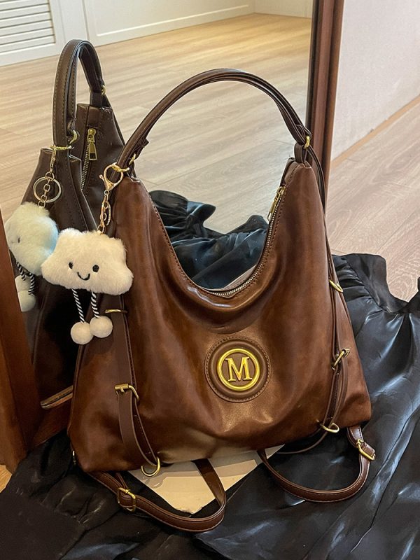 Large Capacity Retro Tote Bag for Women - Casual Multifunctional Commuter Backpack & Crossbody Travel Bag