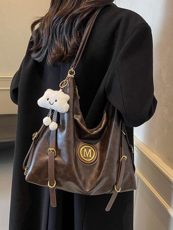 Large Capacity Retro Tote Bag for Women - Casual Multifunctional Commuter Backpack & Crossbody Travel Bag