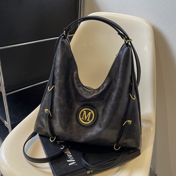 Large Capacity Retro Tote Bag for Women - Casual Multifunctional Commuter Backpack & Crossbody Travel Bag