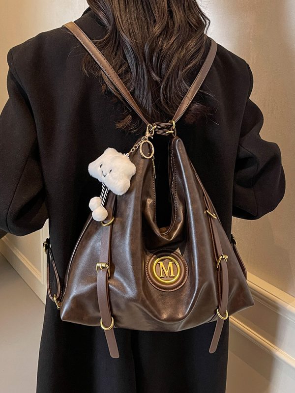 Large Capacity Retro Tote Bag for Women - Casual Multifunctional Commuter Backpack & Crossbody Travel Bag