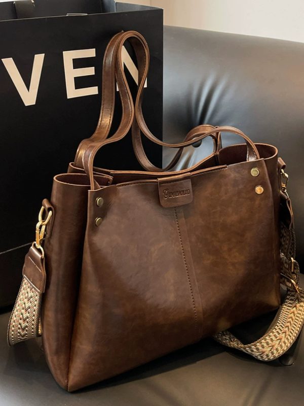 Large-Capacity Shoulder Bag for Commuting - Women's Retro Tote in Korean Style for Spring/Summer 2025 Fashion