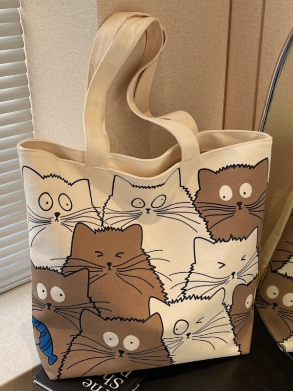 Large Capacity Spring Canvas Tote Bag for Women - Japanese Cartoon Design, Commuter & Student Shoulder Handbag 2025