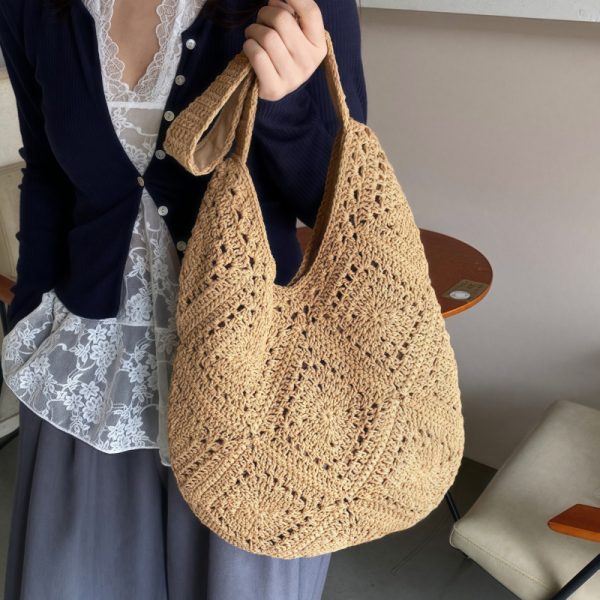 Large Capacity Straw Tote Bag for Women - Summer 2025 Commuter Shoulder Bag, Woven Beach Vacation Style