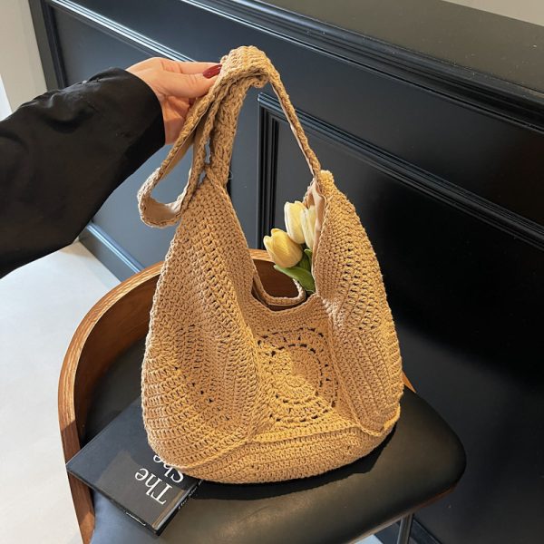 Large Capacity Straw Tote Bag for Women - Summer 2025 Commuter Shoulder Bag, Woven Beach Vacation Style