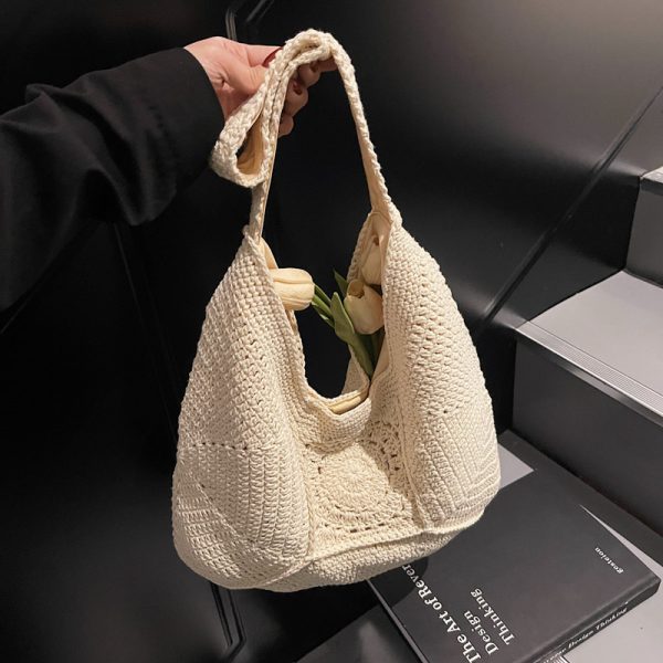 Large Capacity Straw Tote Bag for Women - Summer 2025 Commuter Shoulder Bag, Woven Beach Vacation Style