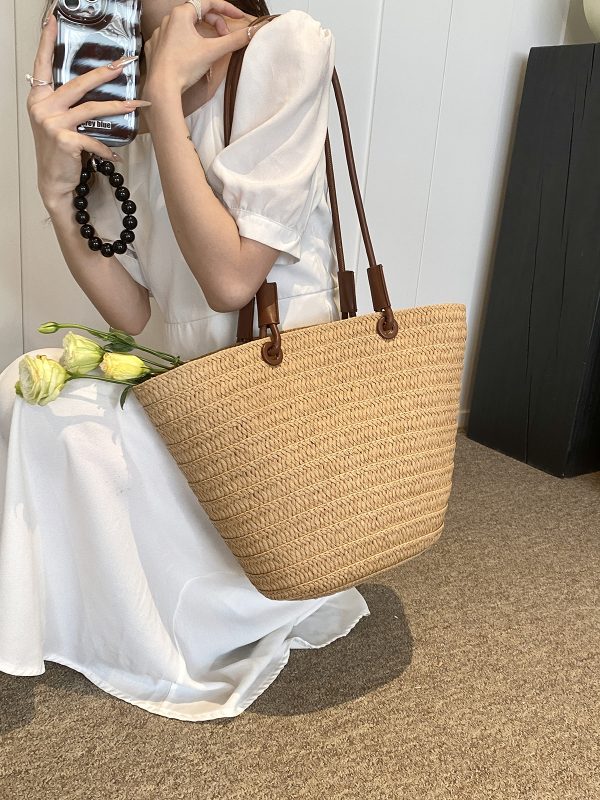 Large Capacity Straw Woven Beach Bag for Women - Bohemian Style Summer Vacation Tote - 2025 Coastal Commuting Essential