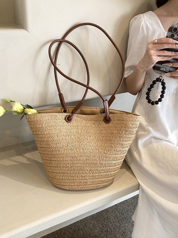 Large Capacity Straw Woven Beach Bag for Women - Bohemian Style Summer Vacation Tote - 2025 Coastal Commuting Essential