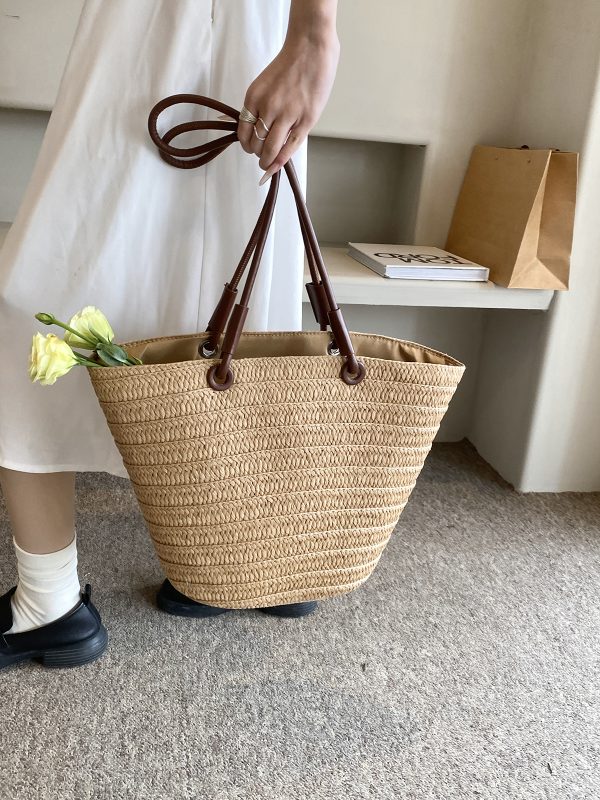 Large Capacity Straw Woven Beach Bag for Women - Bohemian Style Summer Vacation Tote - 2025 Coastal Commuting Essential