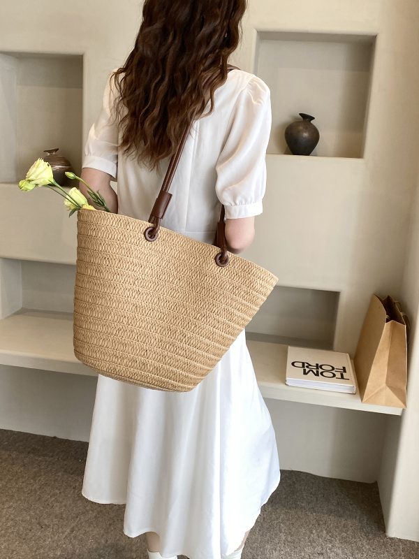 Large Capacity Straw Woven Beach Bag for Women - Bohemian Style Summer Vacation Tote - 2025 Coastal Commuting Essential