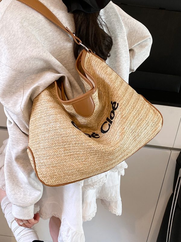 Large Capacity Straw Woven Tote Bag for Women - Summer 2025 Lazy Vacation Style, Simple Design, Eco-Friendly Fashion