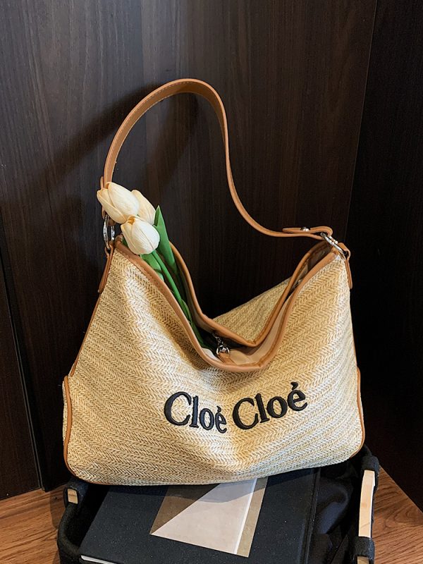 Large Capacity Straw Woven Tote Bag for Women - Summer 2025 Lazy Vacation Style, Simple Design, Eco-Friendly Fashion