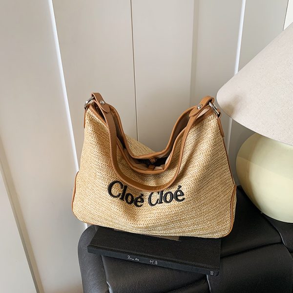 Large Capacity Straw Woven Tote Bag for Women - Summer 2025 Lazy Vacation Style, Simple Design, Eco-Friendly Fashion