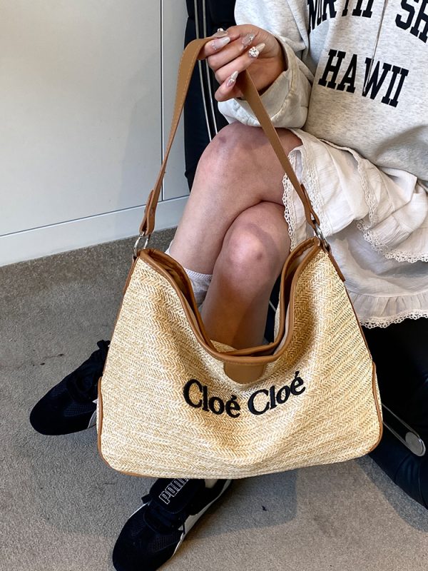 Large Capacity Straw Woven Tote Bag for Women - Summer 2025 Lazy Vacation Style, Simple Design, Eco-Friendly Fashion