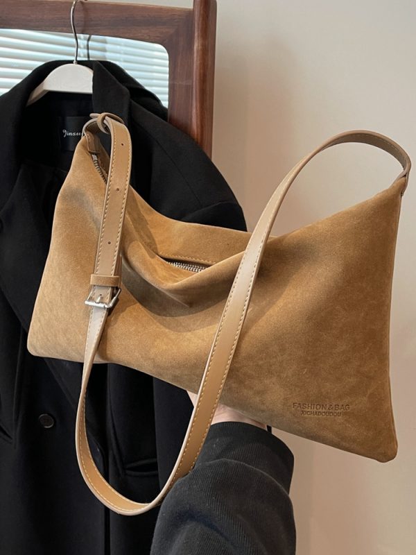 Large Capacity Suede Tote Bag for Women - Stylish Crossbody Commuter Bag for Spring & Summer 2025 Fashion