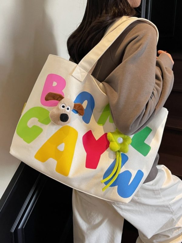 Large Capacity Summer Canvas Tote Bag for Women - Commuter Shoulder Bag for Outings and Short Trips, 2025 New Style