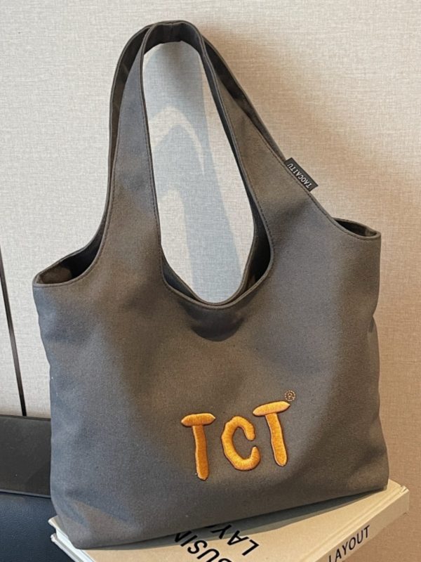 Large Capacity Women's Canvas Tote Bag 2025 - Embroidered Letter Design, Versatile Commuting Underarm Bag, Niche Style