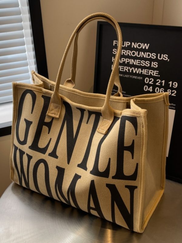 Large Capacity Women's Canvas Tote Bag for Spring & Summer, Stylish Shopping Bag, Perfect for Commuting & Short Trips
