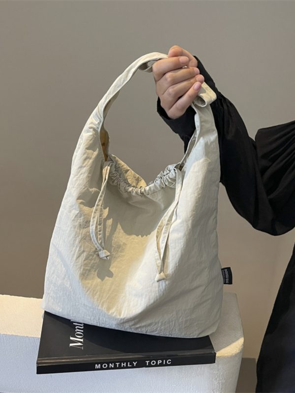 Large Capacity Women's Drawstring Cloth Shoulder Bag - 2025 Summer Fashion Tote for Commuting and Everyday Use