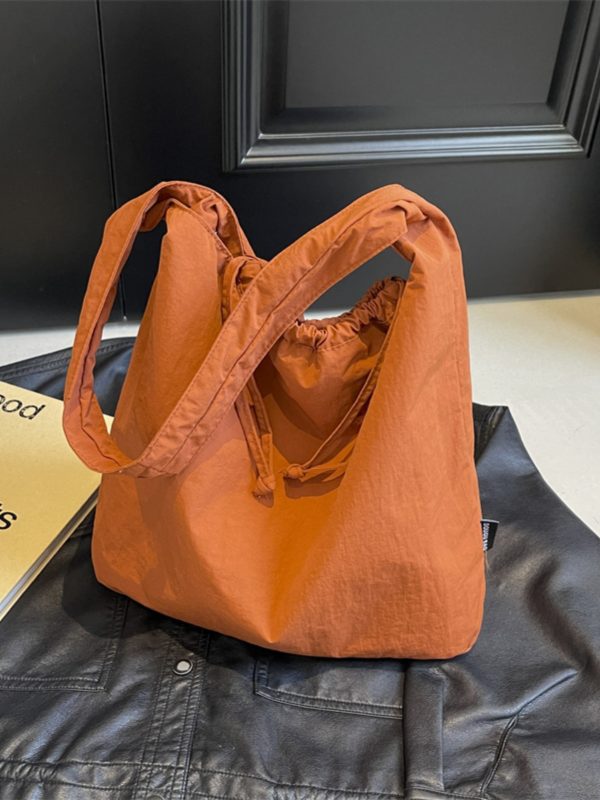 Large Capacity Women's Drawstring Cloth Shoulder Bag - 2025 Summer Fashion Tote for Commuting and Everyday Use
