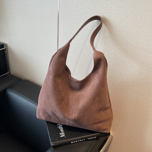 Large Capacity Women's Suede Tote Handbag - Vintage Style 2025 Summer Shoulder Bag for Class and Commuting