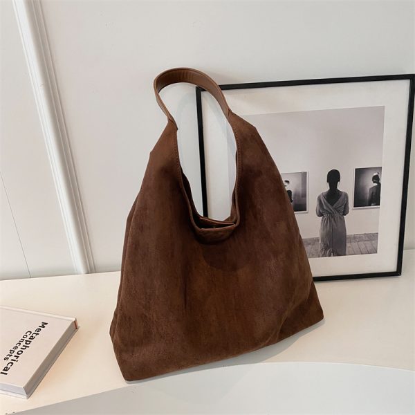 Large Capacity Women's Suede Tote Handbag - Vintage Style 2025 Summer Shoulder Bag for Class and Commuting