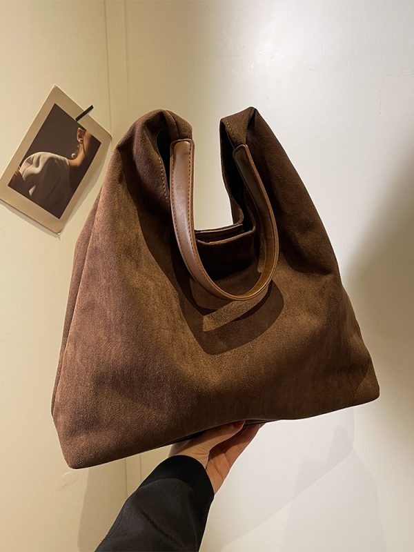 Large Capacity Women's Suede Tote Handbag - Vintage Style 2025 Summer Shoulder Bag for Class and Commuting