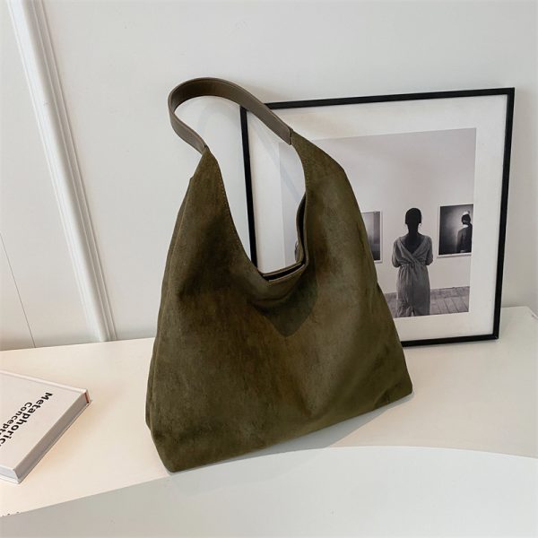 Large Capacity Women's Suede Tote Handbag - Vintage Style 2025 Summer Shoulder Bag for Class and Commuting