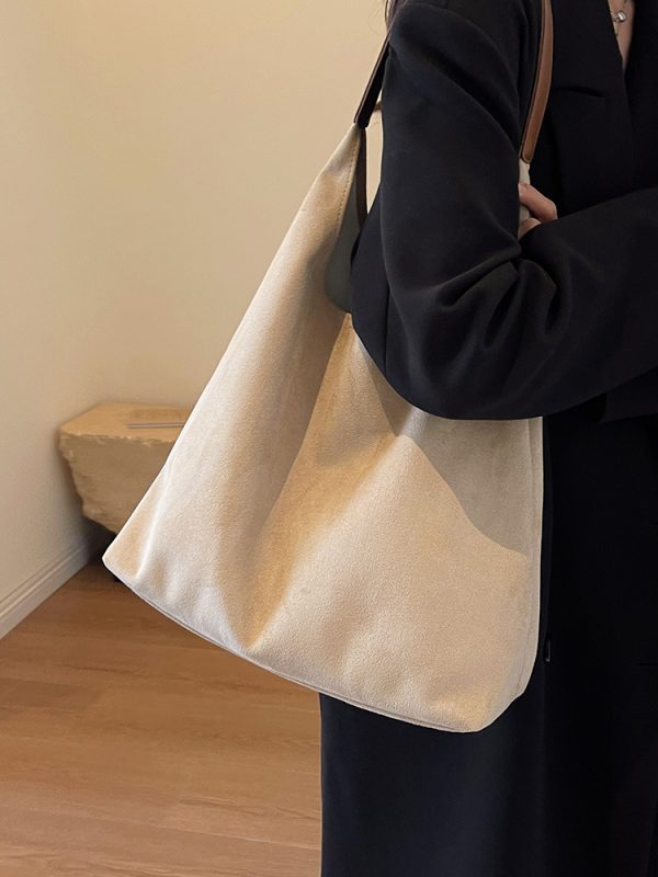Large Capacity Women's Suede Tote Handbag - Vintage Style 2025 Summer Shoulder Bag for Class and Commuting