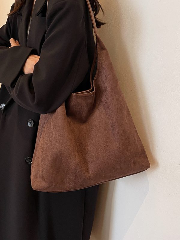 Large Capacity Women's Suede Tote Handbag - Vintage Style 2025 Summer Shoulder Bag for Class and Commuting