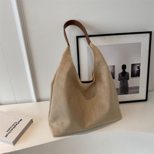 Large Capacity Women's Suede Tote Handbag - Vintage Style 2025 Summer Shoulder Bag for Class and Commuting