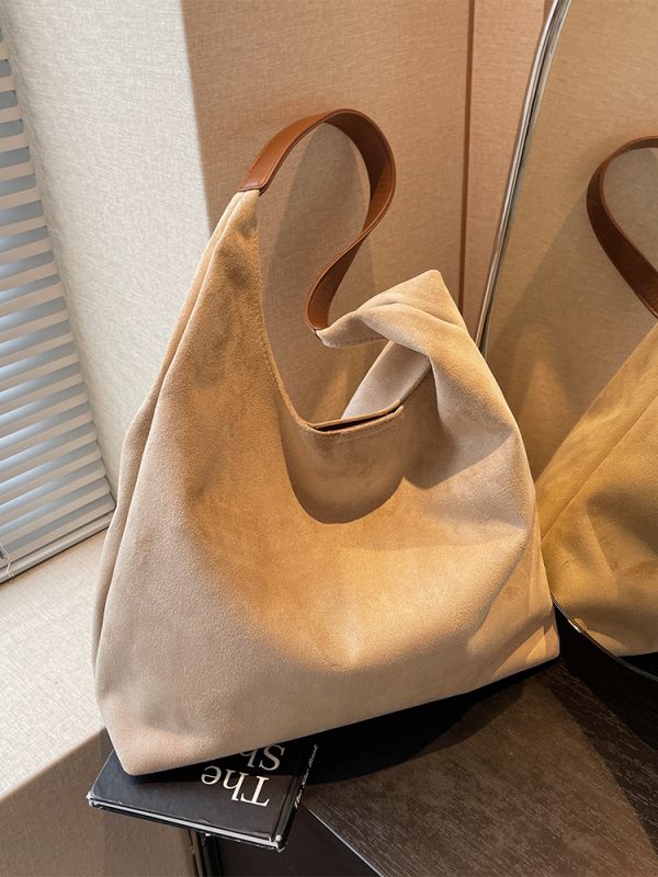 Large Capacity Women's Suede Tote Handbag - Vintage Style 2025 Summer Shoulder Bag for Class and Commuting