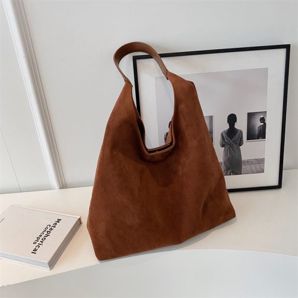 Large Capacity Women's Suede Tote Handbag - Vintage Style 2025 Summer Shoulder Bag for Class and Commuting