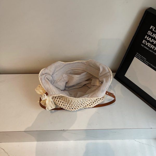 Large Capacity Woven Beach Bag for Women - Stylish Hollow Design, Summer 2025 Travel Tote, Trendy Commuting Bag