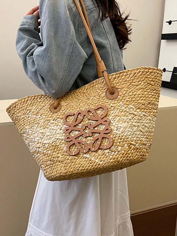 Large Capacity Woven Straw Bag - Casual Versatile Shoulder Bag for Beachside Vacations - 2025 Fashion Trend