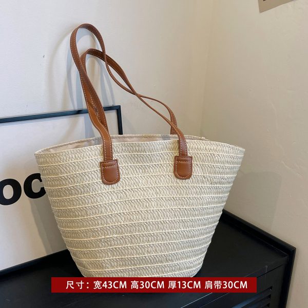 Large Capacity Woven Straw Bag - Casual Versatile Shoulder Bag for Beachside Vacations - 2025 Fashion Trend