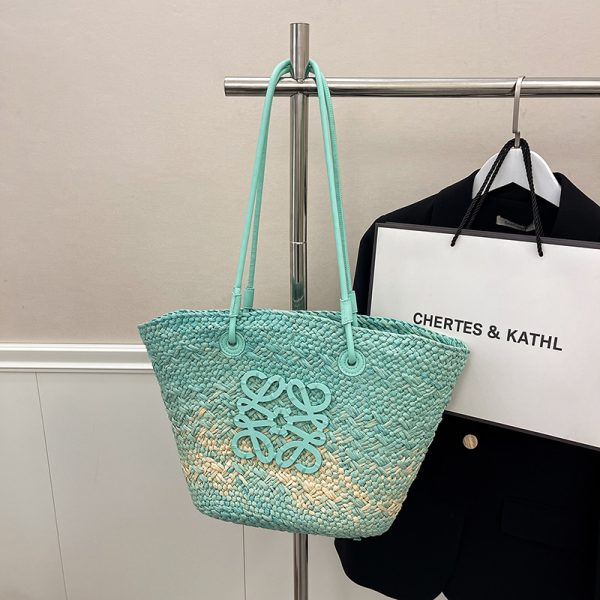 Large Capacity Woven Straw Bag - Casual Versatile Shoulder Bag for Beachside Vacations - 2025 Fashion Trend