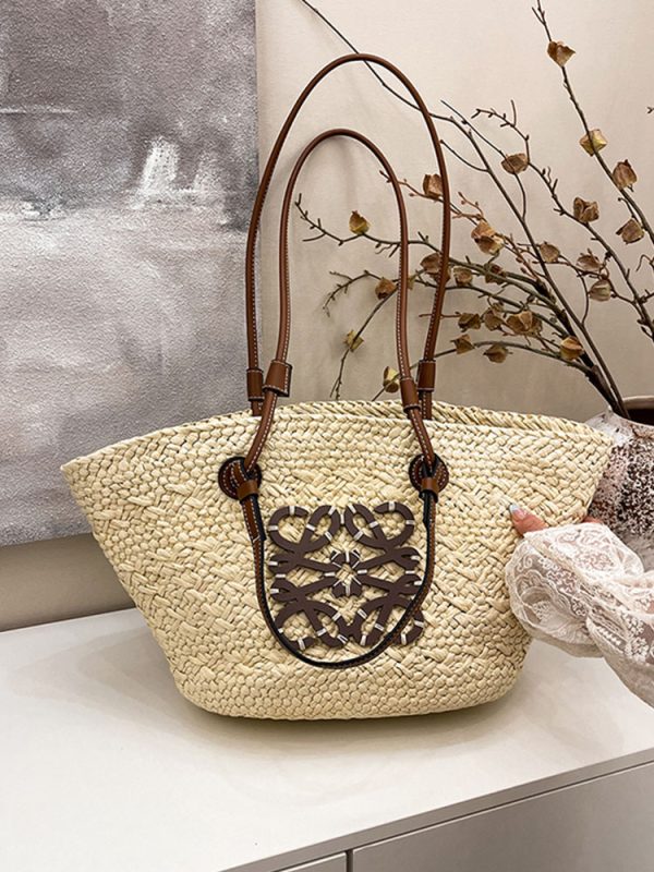 Large Capacity Woven Straw Bag - Casual Versatile Shoulder Bag for Beachside Vacations - 2025 Fashion Trend