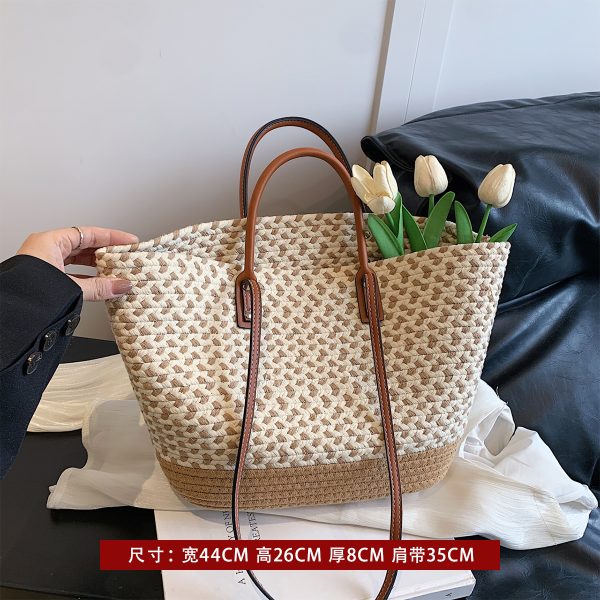 Large Capacity Woven Straw Bag - Casual Versatile Shoulder Bag for Beachside Vacations - 2025 Fashion Trend