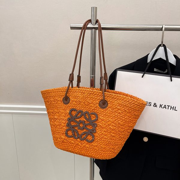 Large Capacity Woven Straw Bag - Casual Versatile Shoulder Bag for Beachside Vacations - 2025 Fashion Trend