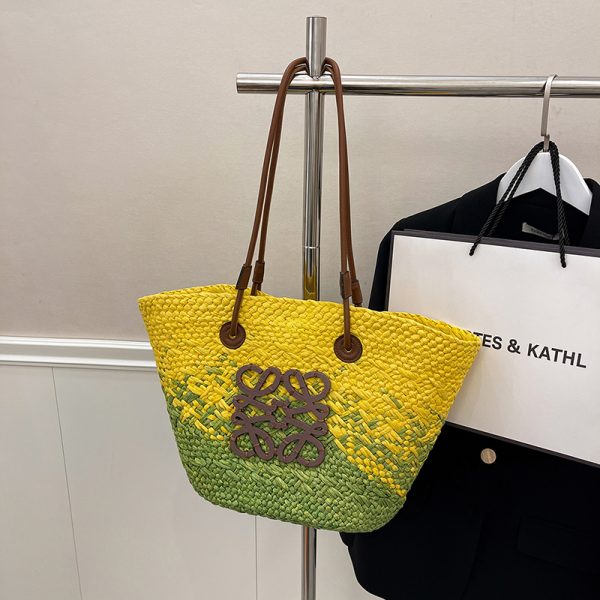 Large Capacity Woven Straw Bag - Casual Versatile Shoulder Bag for Beachside Vacations - 2025 Fashion Trend